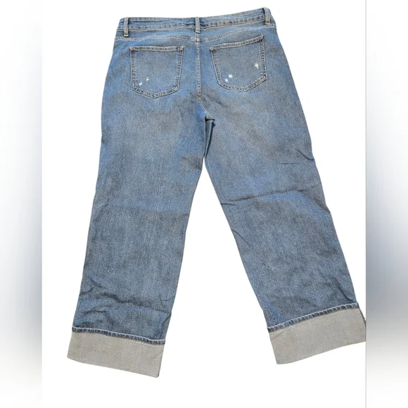 Women's Straight Leg Cuffed Ankle Distressed Jeans,  Size 16 - Picture 2 of 4